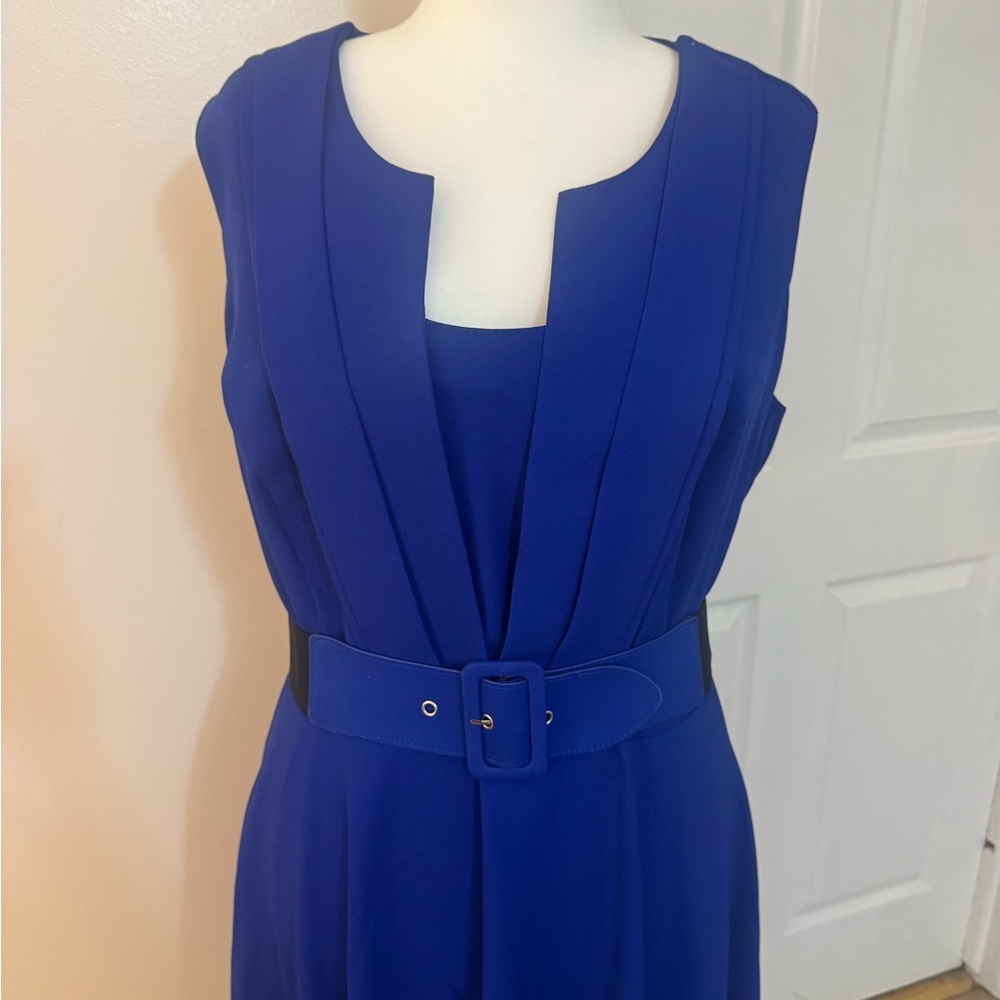 City Chic Royal Blue Belted Midi Dress - Picture 3 of 7